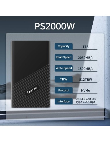 External Solid State Drive External Hard Drive, USB 3.2 Gen2 Type-C SSD for iPhone