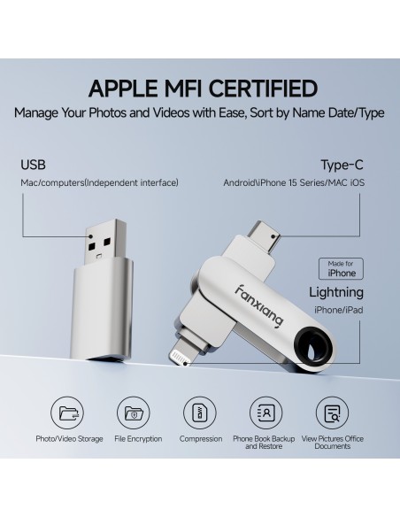 MEMORIA DE DOBLE CONECTIBIDAD USB 3.2 Gen1 Type-C + Lightning