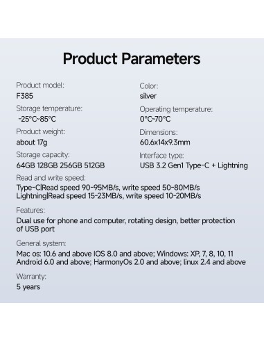 MEMORIA DE DOBLE CONECTIBIDAD USB 3.2 Gen1 Type-C + Lightning